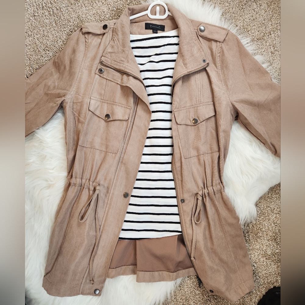 Tan Pink Lily cargo jacket